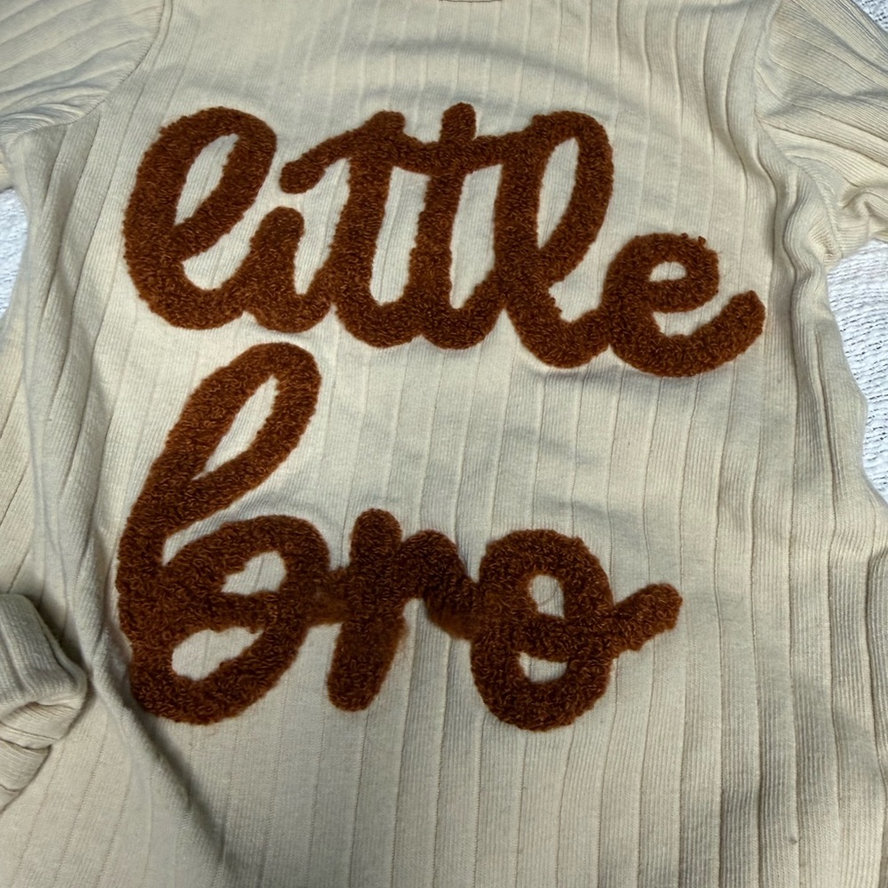 Tan 'Little Bro' Ribbed One Piece Set - Picture 3 of 3
